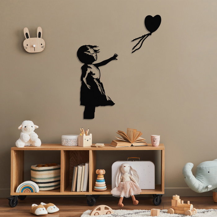 Wallity Banksy - 14 Escultura de pared de metal negra